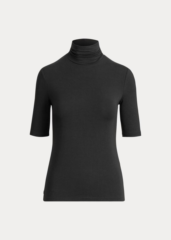 Tops Ralph Lauren Mujer Negros - Jersey Turtleneck - NVQBP5391